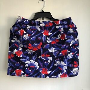 J. Crew Womens Blue White Red Floral 100% Cotton Lined Mini Skirt Size 8
